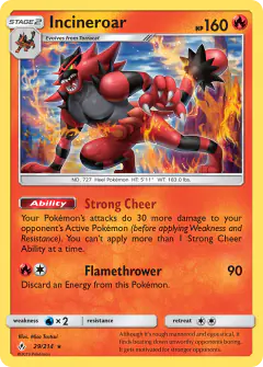Incineroar 29/214 Rare card from Unbroken Bonds