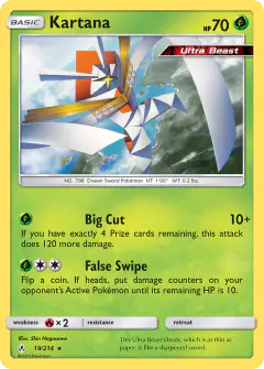 Kartana 19/214 Rare Holo card from Unbroken Bonds