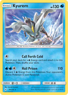 Kyurem 50/214 Rare Holo card from Unbroken Bonds
