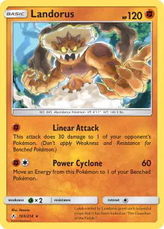Landorus 103/214 Rare Holo card from Unbroken Bonds