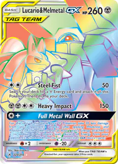 Lucario & Melmetal-GX 224/214 Rare Rainbow card from Unbroken Bonds