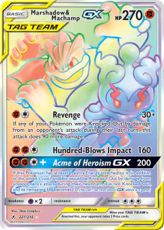 Marshadow & Machamp-GX 221/214 Rare Rainbow card from Unbroken Bonds