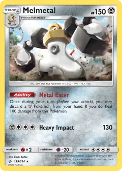 Melmetal 129/214 Rare Holo card from Unbroken Bonds