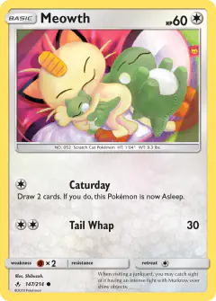 Meowth 147/214 Common card from Unbroken Bonds
