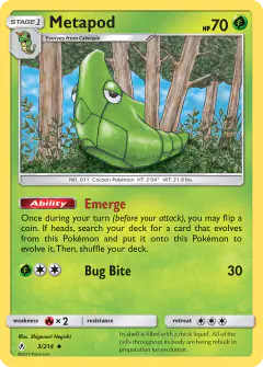 Metapod 3/214 Uncommon card from Unbroken Bonds
