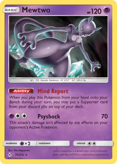 Mewtwo 75/214 Rare card from Unbroken Bonds