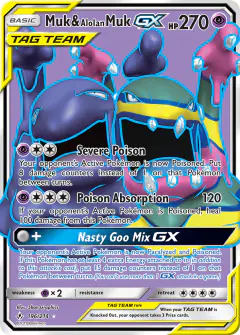 Muk & Alolan Muk-GX 196/214 Rare Ultra card from Unbroken Bonds
