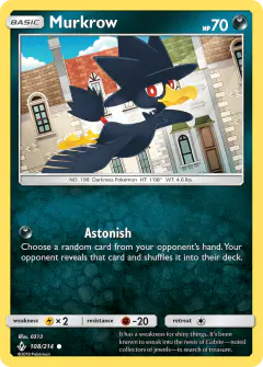 Murkrow 108/214 Common card from Unbroken Bonds