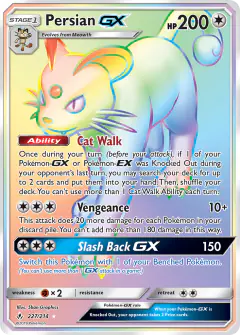 Persian-GX 227/214 Rare Rainbow card from Unbroken Bonds