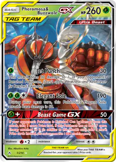 Pheromosa & Buzzwole-GX 1/214 Rare Holo GX card from Unbroken Bonds