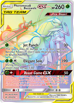 Pheromosa & Buzzwole-GX 215/214 Rare Rainbow card from Unbroken Bonds