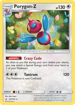 Porygon-Z 157/214 Rare Holo card from Unbroken Bonds