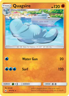 Quagsire 97/214 Rare card from Unbroken Bonds