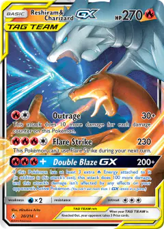 Reshiram & Charizard-GX 20/214 Rare Holo GX card from Unbroken Bonds