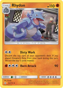 Rhydon 94/214 Uncommon card from Unbroken Bonds