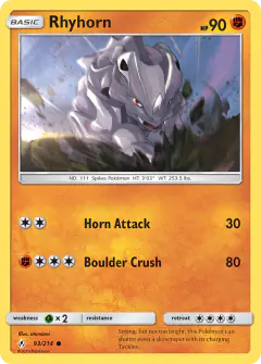 Rhyhorn 93/214 Common card from Unbroken Bonds