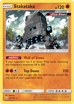 Stakataka 106/214 Rare Holo card from Unbroken Bonds