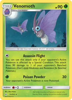 Venomoth 11/214 Rare card from Unbroken Bonds