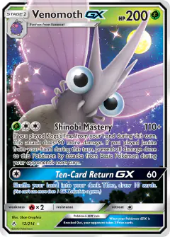 Venomoth-GX 12/214 Rare Holo GX card from Unbroken Bonds