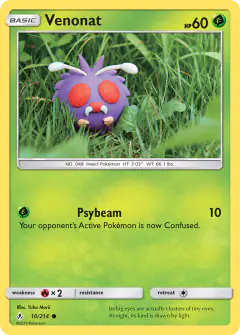 Venonat 10/214 Common card from Unbroken Bonds