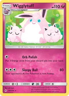 Wigglytuff 135/214 Rare card from Unbroken Bonds