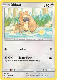 Bidoof 171/236 Common card from Unified Minds