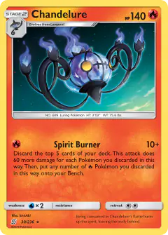 Chandelure 30/236 Rare Holo card from Unified Minds