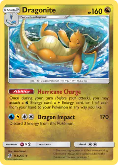Dragonite 151/236 Rare card from Unified Minds