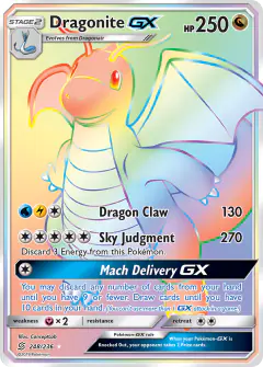 Dragonite-GX 248/236 Rare Rainbow card from Unified Minds