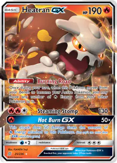 Heatran-GX 25/236 Rare Holo GX card from Unified Minds