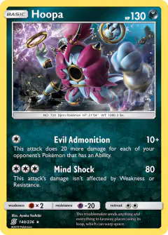 Hoopa 140/236 Rare Holo card from Unified Minds