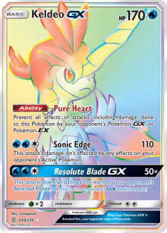 Keldeo-GX 240/236 Rare Rainbow card from Unified Minds