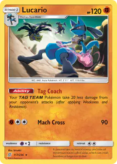 Lucario 117/236 Rare card from Unified Minds
