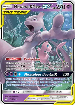 Mewtwo & Mew-GX 71/236 Rare Holo GX card from Unified Minds