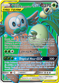 Rowlet & Alolan Exeggutor-GX 214/236 Rare Ultra card from Unified Minds