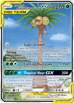 Rowlet & Alolan Exeggutor-GX 215/236 Rare Ultra card from Unified Minds