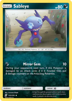 Sableye 133/236 Uncommon card from Unified Minds