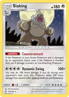 Slaking 170/236 Rare Holo card from Unified Minds