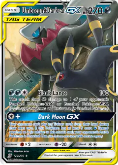 Umbreon & Darkrai-GX 125/236 Rare Holo GX card from Unified Minds