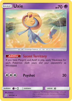 Uxie 83/236 Rare Holo card from Unified Minds