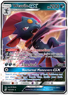 Weavile-GX 132/236 Rare Holo GX card from Unified Minds