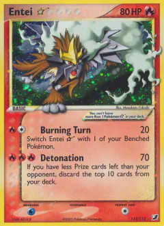 Entei ★ 113/115 Rare Holo Star card from Unseen Forces