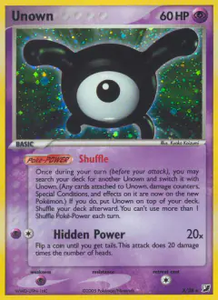 Unown X/28 Rare card from Unseen Forces