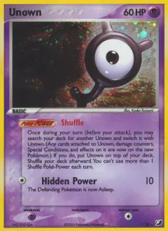 Unown Y/28 Rare card from Unseen Forces