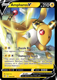 Ampharos V 049/185 Rare Holo V card from Vivid Voltage