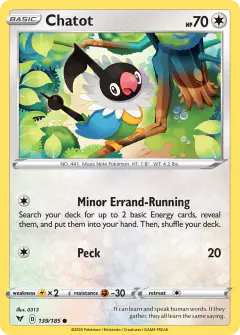 Chatot 139/185 Common card from Vivid Voltage