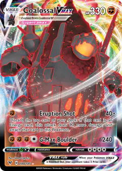 Coalossal VMAX 099/185 Rare Holo VMAX card from Vivid Voltage