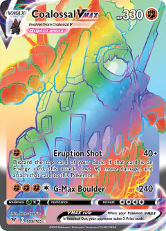 Coalossal VMAX 189/185 Rare Rainbow card from Vivid Voltage