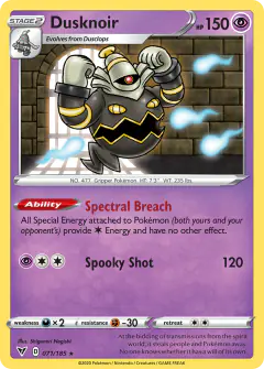 Dusknoir 071/185 Rare Holo card from Vivid Voltage