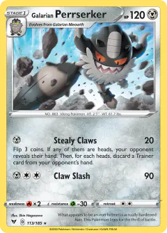 Galarian Perrserker 113/185 Rare card from Vivid Voltage